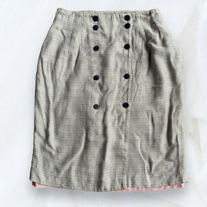 Christian Dior Vintage Academia Button Front Office Wear Midi Skirt Size 14 Flaw